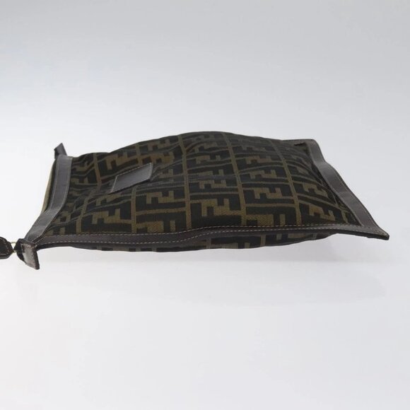 FENDI Zucca Canvas Clutch Bag Brown Black gold - Picture 4 of 15